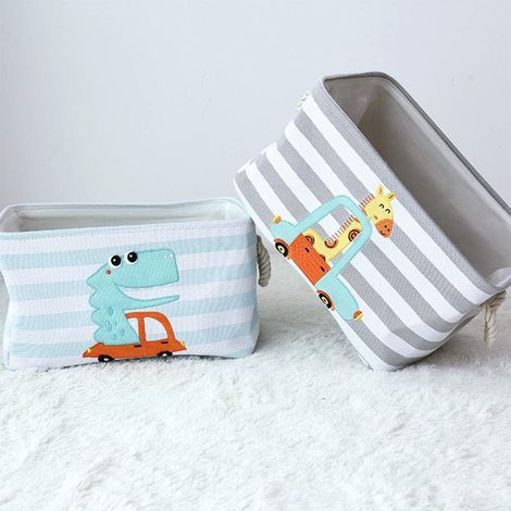 Panier De Rangement En Tissu - Pliable - Avec Poignées En Corde - Pour Jouets Bébé Ou Linge - Girafe - 1 Pièce (1/5)