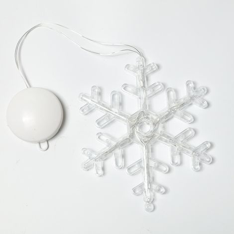 Cloches de Noël bonhomme de neige étoiles lumières décorations de fenêtre de vacances LED ventouse lumières alimentées par batterie couronnes de Noël pour la décoration intérieure lumières, flocons de (1/2)