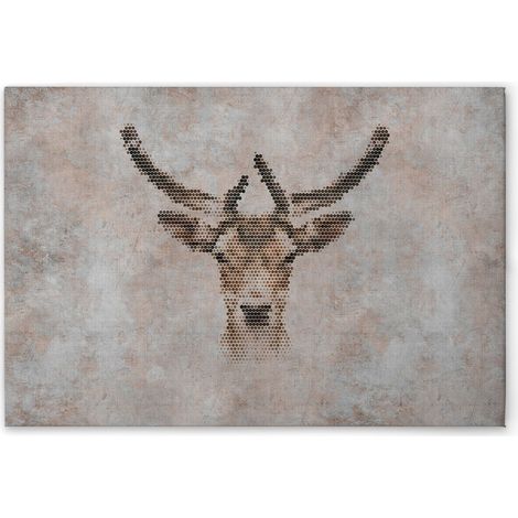 Leinwandbild Big Three Rentier M1-No.50976 - Kunstdruck auf Leinwand in Grau Beige - Wandbild 45 x 30 cm (1/5)