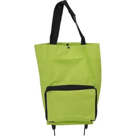 Chariot de courses pliable à roulettes, sac de rangement multifonctionnel en tissu, sac de courses portable vert (1/5)