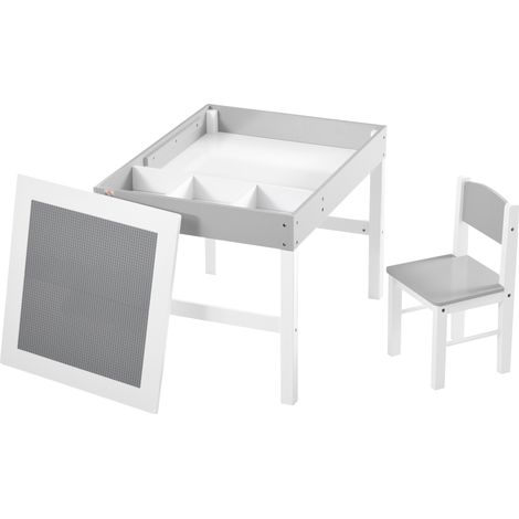 Kids Table Chair Set, with Storage Space - Grey (1/5)