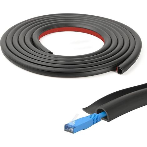 Goulotte de câble pour panneaux acoustiques - 3 m - 12 mm x 12 mm - Protection de câble autocollante - Ouverture latérale - Gestion des câbles pour studio, bureau, et bureau (1/3)