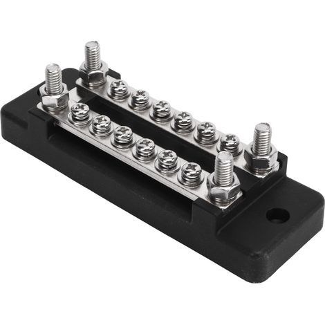 Bornier de distribution électrique CC 12 à 48 V, haute conductivité, résistant à la chaleur, pour voitures, camping-cars, bateaux, caravanes et yachts, avec socle. (1/5)