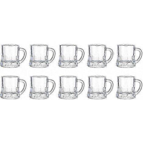 Set mit 10 Mini-Bierkrügen, Schnapsgläser aus Kunststoff für Bierverkostungen und Party-Shots (1/4)