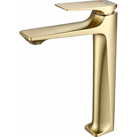 Mitigeur vasque à poser or brossé style luxe sobre avec tuyaux d'arrivée d'eau de qualité 80 cm 42,5 × 24,5 × 6 cm 2,5 kg – Livraison gratuite (1/2)