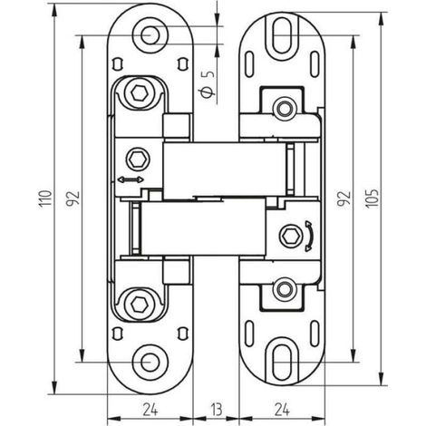 Lot de 2 Charnière invisible pour porte lourde, charge 40 kg, ouverture 180°, réglage 3D, épaisseur 35-45 mm (1/4)