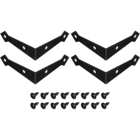 Lot de 4 connecteurs d'angle décoratifs – 7,4 x 7,4 x 2,1 cm – protections d'angle métalliques avec vis pour meubles en bois – noir (1/5)