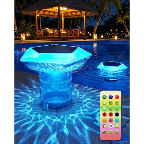 2 Pack Solar Chlorine Dispenser Floating for Chlorine Tablets 8cm Large Pool Chlorine Dispenser with Pool Light, Adjustable Chlorine Dispenser (1/5)