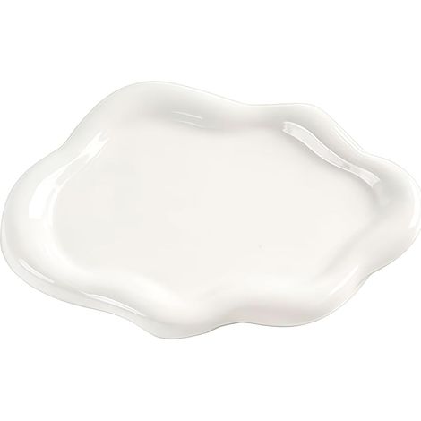 Plateau Rangement Bijoux - 1 Pièce - Polypropylène - Design Nuage Vague - Organisateur Bagues Clés - Blanc 19,5x13,5cm (1/5)