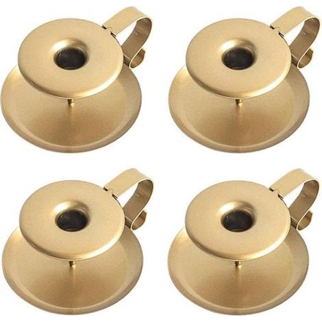 Vintage Black Wrought Iron Candle Holders, Pillar Candle Stands for Birthday & Wedding (Set of 4, Gold Accents)