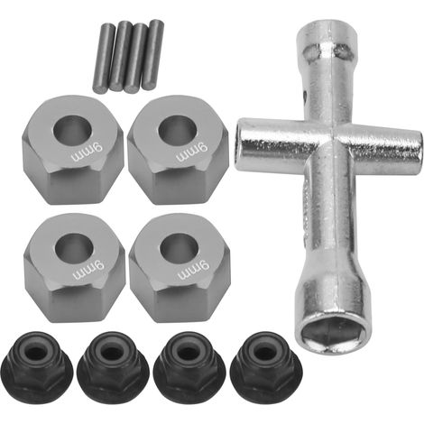 12-mm-Radsechskantnabenadapter, 9 mm dicke M4-Flanschmuttern, Kreuzschlüsselsatz für 1/10 RC-Cars, Titan (1/5)