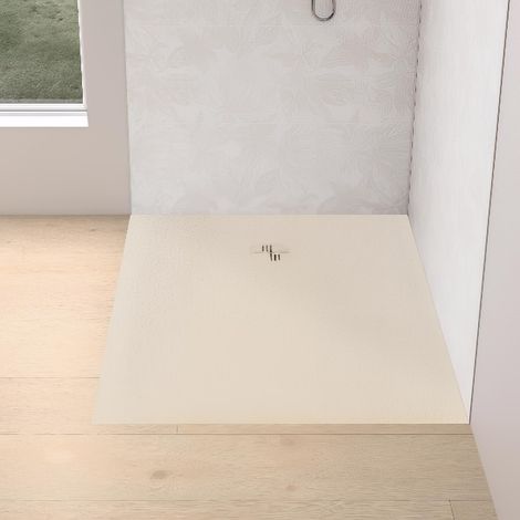 Receveur de douche KINEDO Kinemoon Evo 140x70 sable texture pierre lunaire inclu. grille assortie et bonde extra-plate