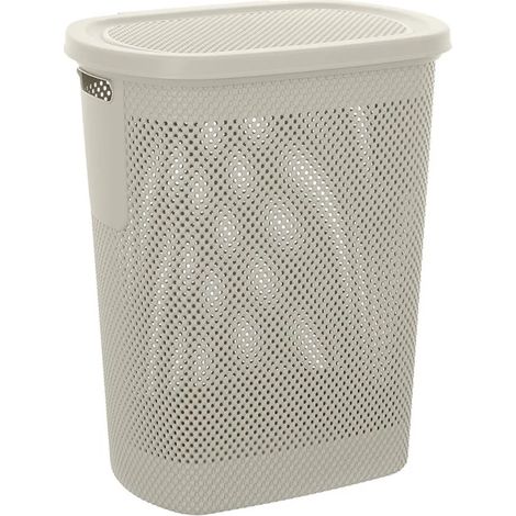 Cesto portabiancheria con coperchio in plastica bianca 58 lt Kamala (1/4)
