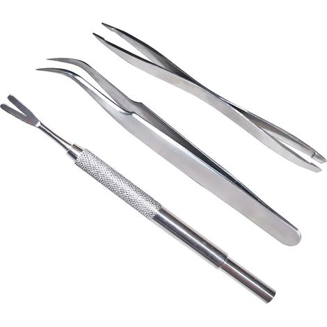 Lot de 3 outils anti-puces et tiques pour chien chât, pince en acier inoxydable, kit de retrait pour animaux