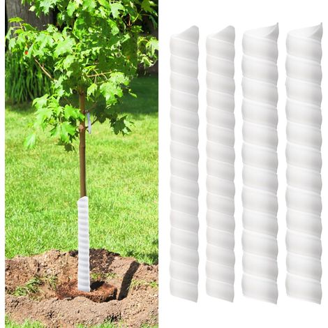 Protectores de tronco de árbol en espiral (4 unidades) - 2 tamaños - Juego para tronco de árbol contra roedores y cortadoras de césped - Protección para árboles jóvenes - Blanco (1/5)