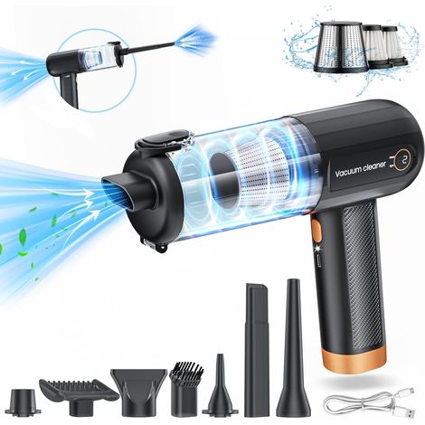Aspirateur Voiture Rechargeable 15000PA, Mini Aspirateur Sans Fil USB Portable avec 2 Vitesses et Affichage LED pour Clavier et Bureau (1/5)