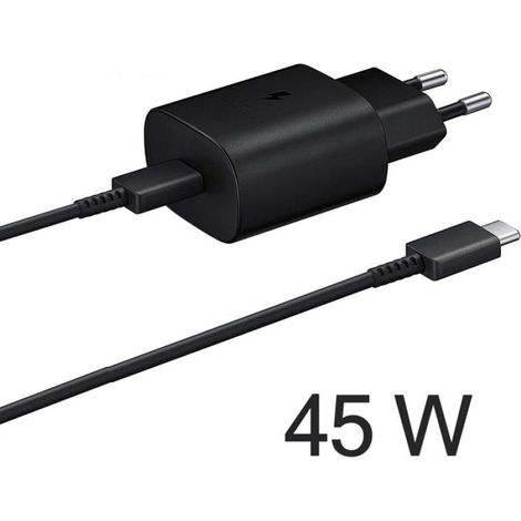 Chargeur rapide 45 W - Adaptateur secteur - Double USB-C - 1 m - Compatible Samsung - Noir (1/4)