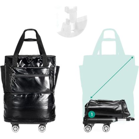 Sac de voyage pliable à roulettes pour femme, grande capacité et léger bagage (1/5)