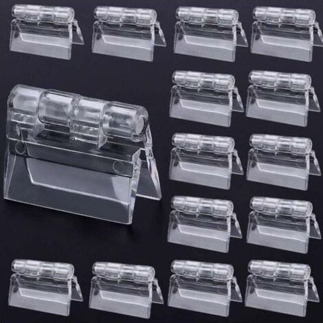 Lot de 10 charnières pliantes en plastique transparent résistant, en acrylique transparent Perspex, 30 x 33 mm (1/4)