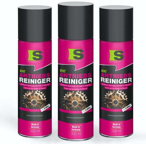 Spraytive 3x 300ml Antriebsreiniger Spray – Kettenreiniger für Fahrrad & E-Bike – entfernt Öl, Fett & Wachs – reinigt Kette, Ritzel & Antrieb (1/5)