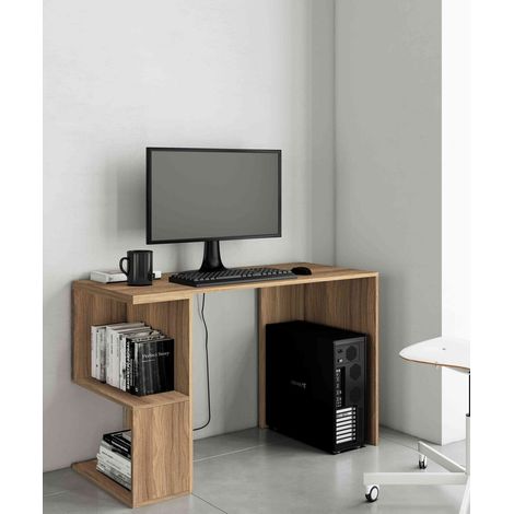 Scrivania casa ufficio con ripiani di color Rovere misure 117 x 50 x 73,5 cm. (1/2)