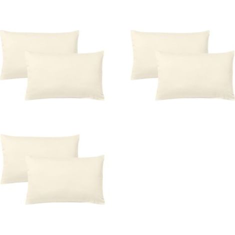 KLULK Set 6 Federe Per Cuscini Per Bambini 40x60 Cm,In Puro Cotone 100% Fibra Naturale In Tinta Unita Panna Made In Italy (1/5)