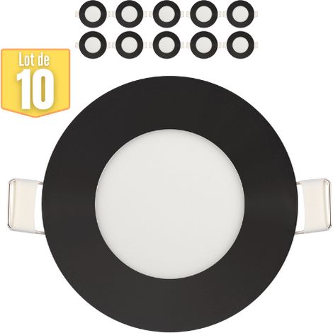 Lot de 10 Dalles LED 3W 2700K 110lm Noir IP20 (1/2)