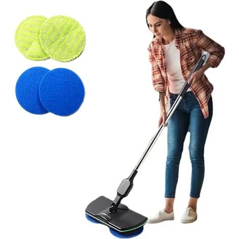 Balai-serpillère électrique sans fil - Nettoyage puissant des sols en bois et en carrelage - Noir (1/2)