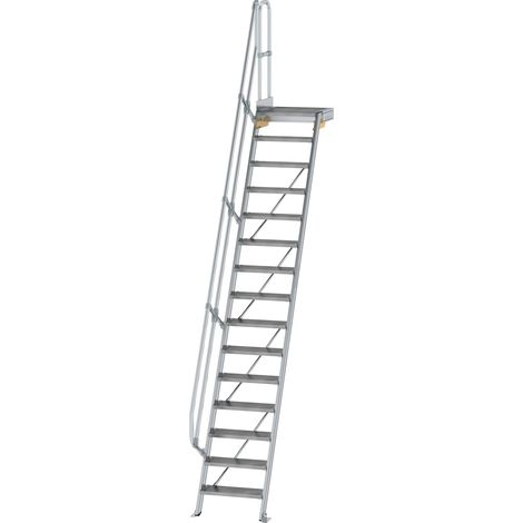 MUNK Treppe mit Plattform 60° inkl. einen Handlauf, 600mm Stufenbreite, 15 Stufen
