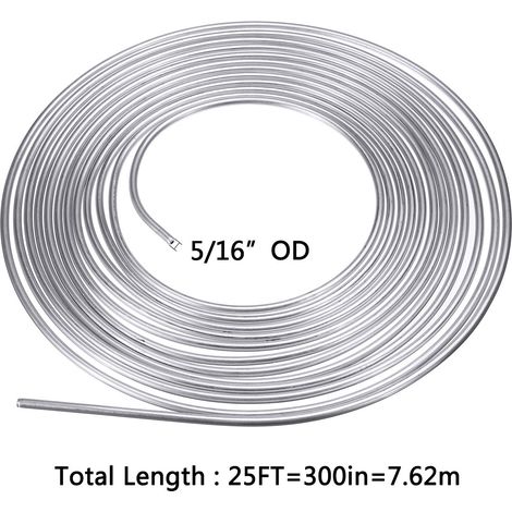 25Ft Coil Roll of 5/16'' OD Silver Steel Zinc Brake Transmission Line Fuel Tubing (1/3)