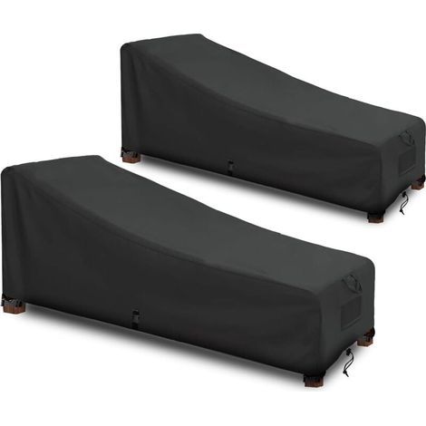 Wasserdichte Liegenabdeckung, Sonnenliegenabdeckung, 420D Oxford-Gewebe, Schwarz (208x76x79/41cm) - 2 Stück (1/4)