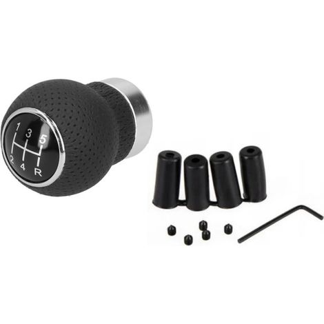 Universeller Schaltknauf – 5 Gänge – Aluminium und PU-Leder – Adapter 8/10/11/12 mm