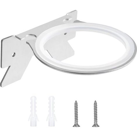 Soporte de pared de acero inoxidable para secador de pelo y plancha, ideal para baño, dormitorio o balcón. (1/5)