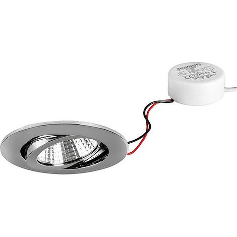 Brumberg LED Einbaustrahler, 230V, 6W, 3000K, 640 lm rund, chrom, dimmbar, Rundkonverter - mit Netzteil - 82 x 4 mm