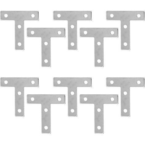 10 T-förmige Winkel – 80 x 80 mm – Edelstahl – Flache Verbindungseckplatte – Für Möbelreparatur und -montage (1/5)