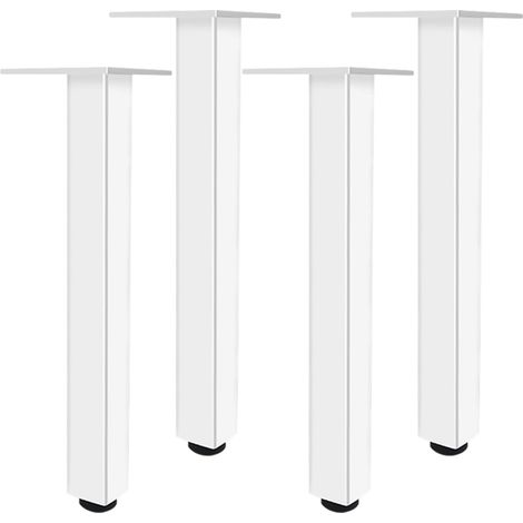 Blanc, Lot de 4 Pieds de Meubles Pied de Table Ronds Réglable, Aluminum Alloy 6-40cm Socles Pieds Meuble Cuisine TV Commode Pieds pour Meuble de Salle de Bain Vis Inclus-30cm/11.8" (1/5)