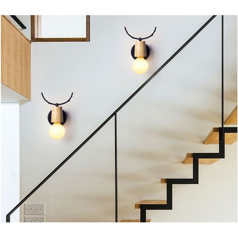 Lot de 2 Cerf Lampe de Chevet E27 Douille Applique Murale Eclairage Décor Noir (1/5)