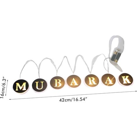 Guirlande lumineuse LED Ramadan, lettres en bois ajourées, décoration intérieure pour l'Aïd Moubarak. (1/5)