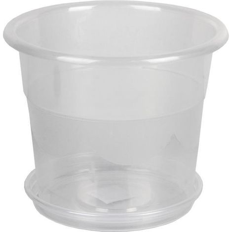 Maceta Orquidea Transparente 23.5x20+ Plato 20cm