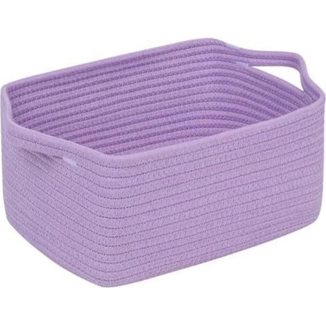 Panier de rangement en corde de coton rose tressée – Panier décoratif pour chambre d'enfant, prêt à offrir avec poignée, idéal pour ranger les jouets de bébé et d'animaux. (1/5)