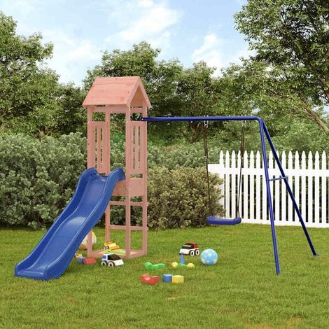 Aire de jeux extérieure : Aire de jeux d'extérieur bois de pin massif  jeu extérieur enfant, aire de jeu jardin, balançoire enfant , pour jardin, usage domestique , enfant 3-8 ans (1/5)