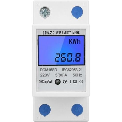 Contatore digitale - DDM15SD - Monofase - Display LCD retroilluminato - Montaggio su guida DIN da 35 mm (1/4)