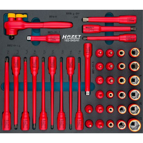 HAZET 163-545/41 Juego de llaves de vaso ∙ con aislamiento de protección ∙ Cuadrado hueco 3/8 pulgadas (10 mm) ∙ Perfil de tracción de hexágono exterior, Perfil TORX® interior, Perfil de hexágono inte
