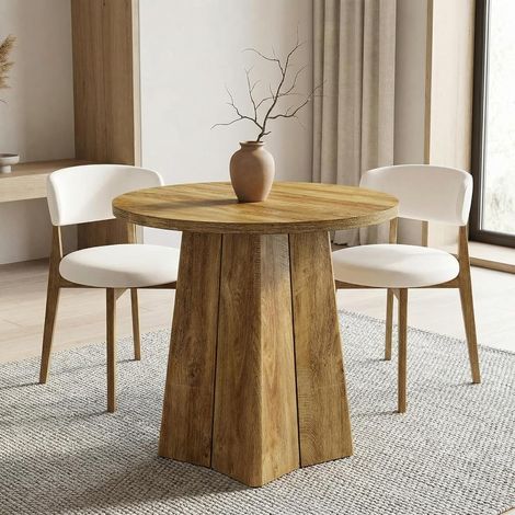 Tribesigns Runder Esstisch 80 cm, Küchentisch für 2-4 Personen, Landhaus-Stil Esstisch Rustikal Braun, Kompakter Tisch für Wohnzimmer, Küche, Apartment & Kleine Räume (1/5)