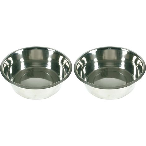 2 - Gamelle Inoxydable - Acier Inoxydable - Pour Chien Et Chat - Résistant Et Hygiénique - Usage Quotidien - Argent - 28x28 Cm