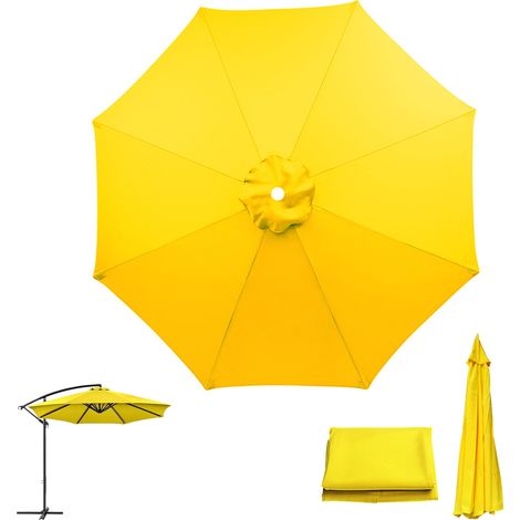 Toile de rechange pour parasol de terrasse, jaune, Imperméable, Toile de parasol à 8 baleines, Protection UV (Toile de parasol seule,2,3 m) (1/5)