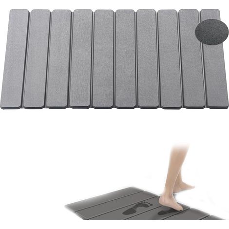 Alfombra de baño de piedra 39 x 60 cm, de secado rápido, plegable, para cocina, para platos (gris claro) (1/5)