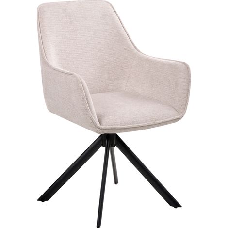 Silla de comedor giratoria tapizada con reposabrazos tela beige claro Mornas (1/5)
