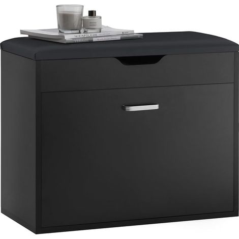 Sobuy – Banc à chaussures FSR95SCH – Meuble d’entrée 1 abattant avec assise rabattable – Dimensions 60x30x49 cm – Capacité 120kg (1/7)