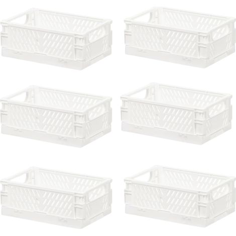 6 pièces Mini boîtes pliantes Blanc15×10×5.8cm Boîte de rangement pliante en plastique,Boîte pliante,Panier à provisions pliable,Boîtes pliantesStable,pour la cuisine, le bureau, l'étude (1/4)